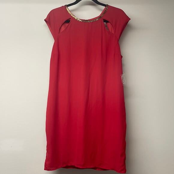 NWT Bisou Bisou Red Sleeveless Dress Size 14 - Picture 1 of 7